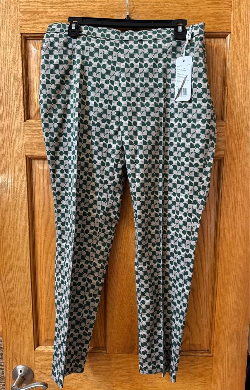 Akris Franca Slim Tapered Trousers NWT - Green Multi Size 10